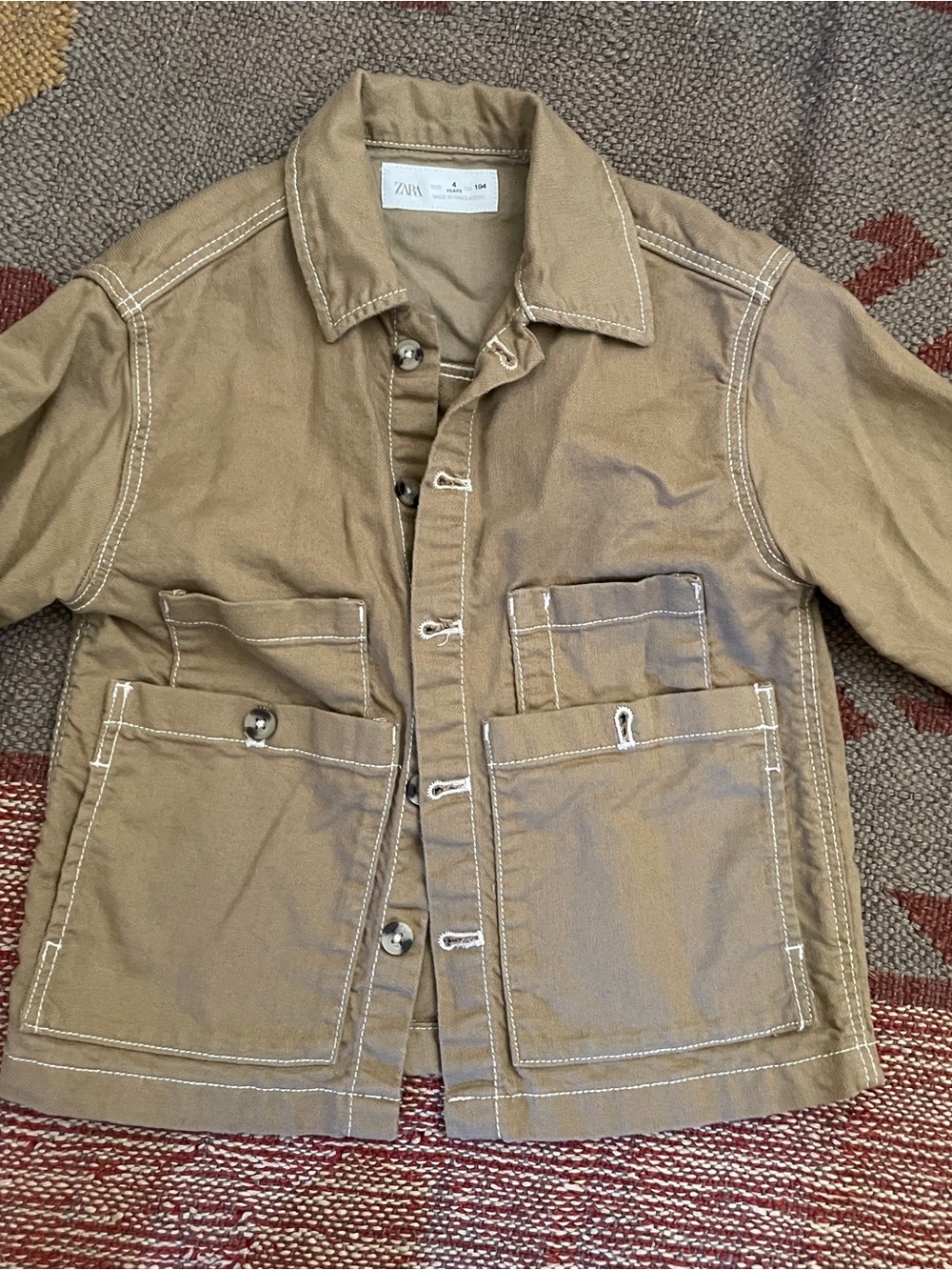 Zara Boys Tan Casual Cotton Work/Chore Jacket